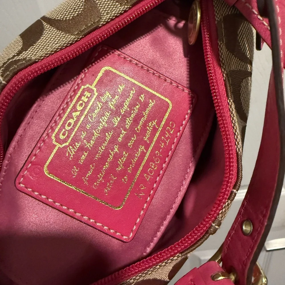 Coach Pink and Brown Floral Shoulder Bag - Picture 7 of 8